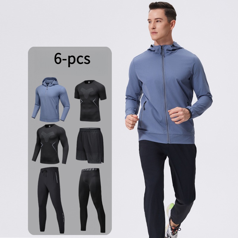 Cycling Gear Man - Męski 6-częściowy zestaw sportowy z kapturem,